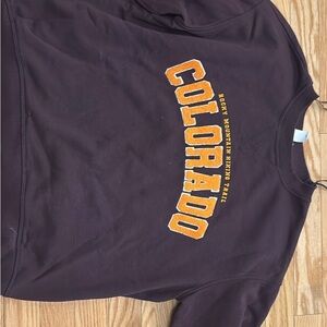 H&M Dark Plum Crewneck Sweatshirt with Orange 'Colorado' Applique